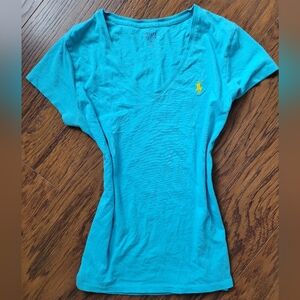 Polo by Ralph Lauren Women's Blue V-Neck Top